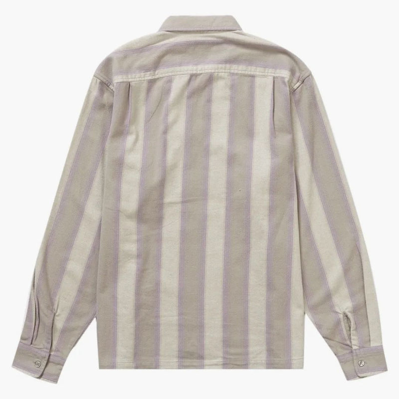 Supreme Stripe Flannel Zip Up Shirt Gray