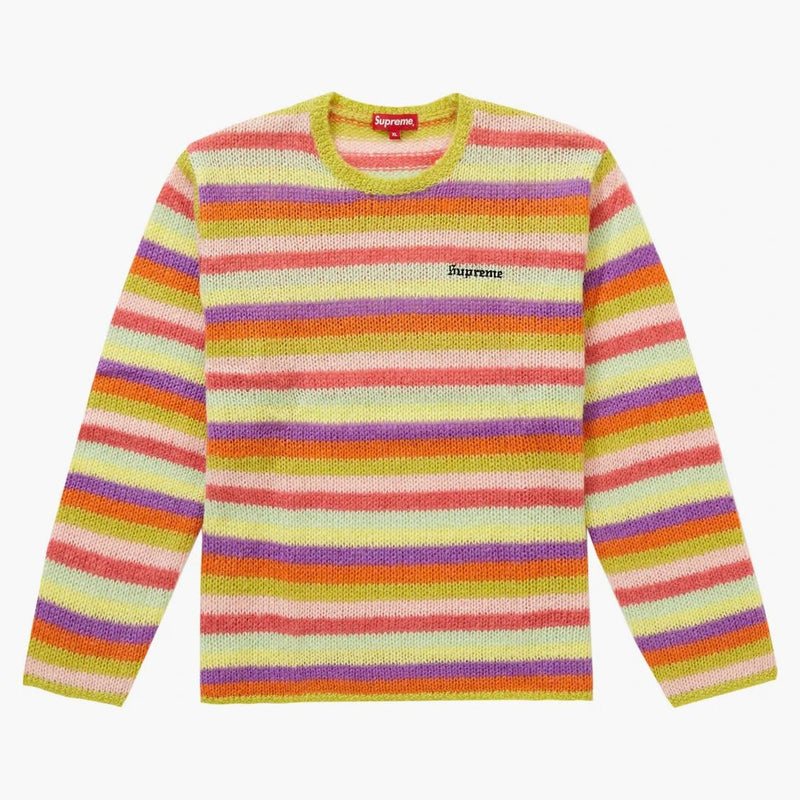 Supreme stripe mohair tröja syra grön