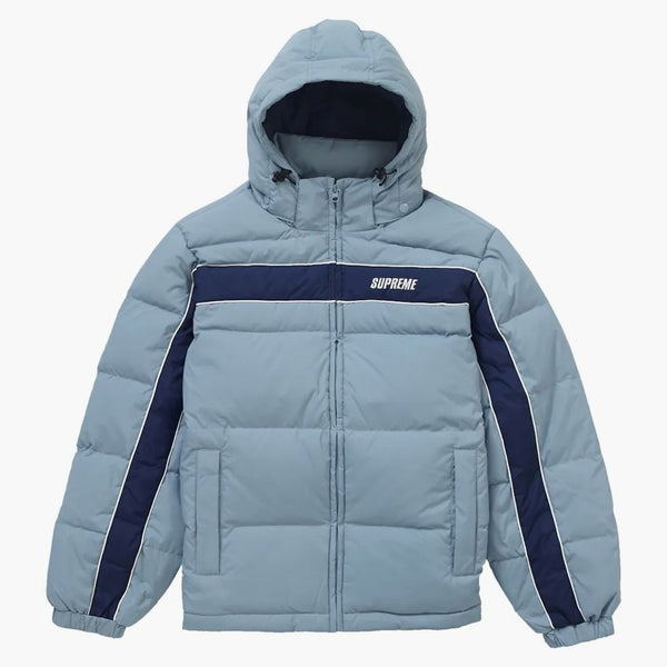 Supreme Stripe Panel Down Jacket Blue