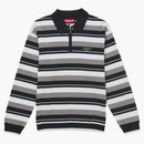 Supreme stripe zip l/s polo black