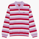 Supreme Stripe Zip L/S Polo Light Purple