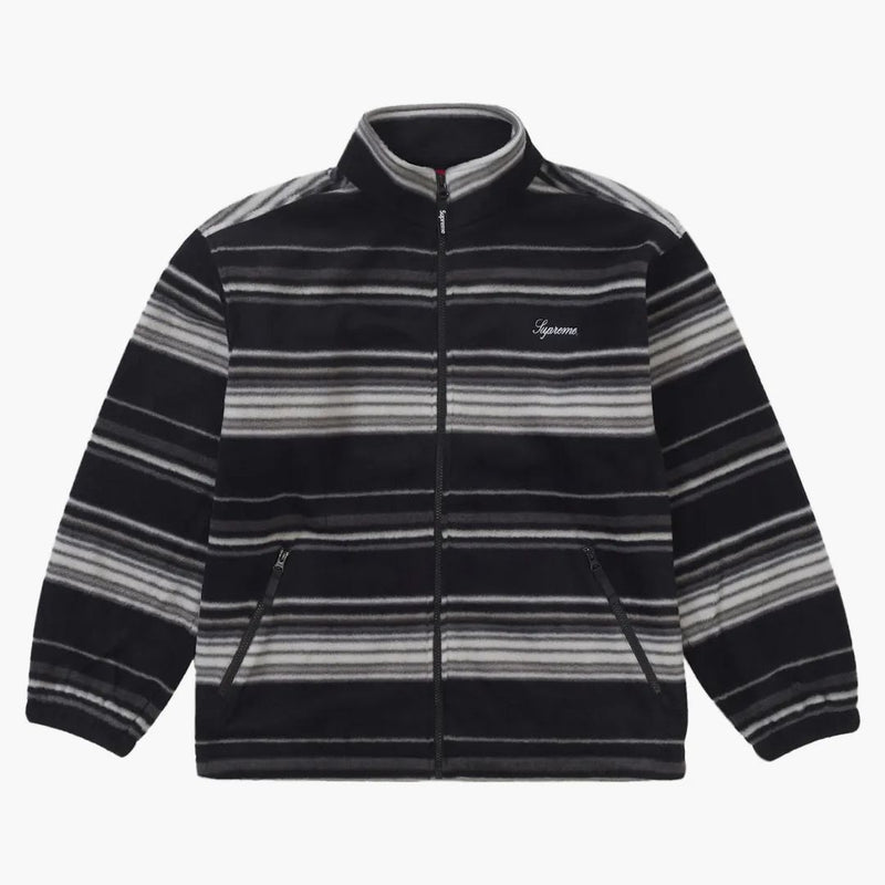 Supreme Stripe Zip Up Fleece Jacket Black