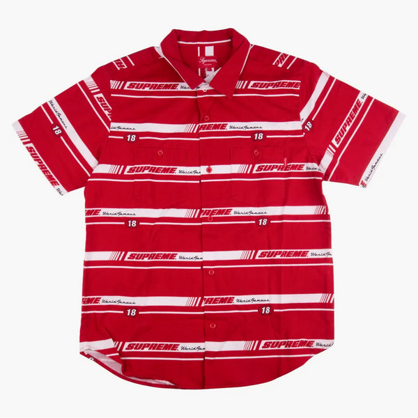 Supreme Striped Racing Work Shirt Red