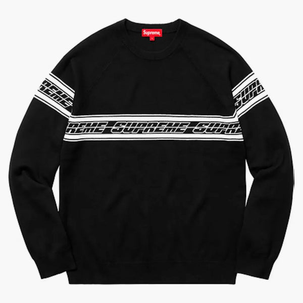 Nejvyšší pruhovaný raglan svetr černý