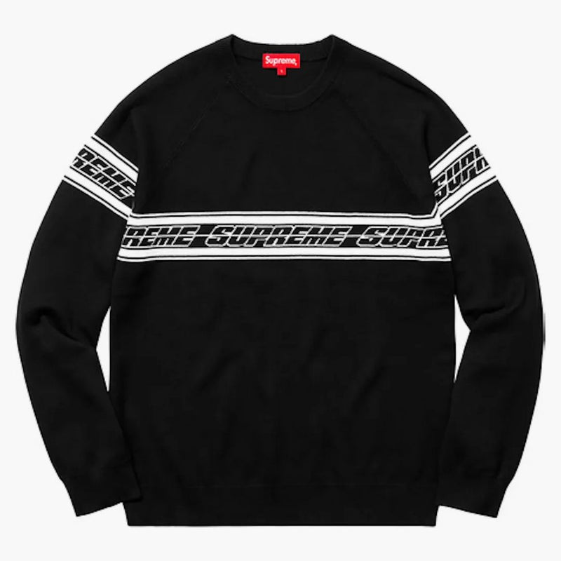 Nejvyšší pruhovaný raglan svetr černý
