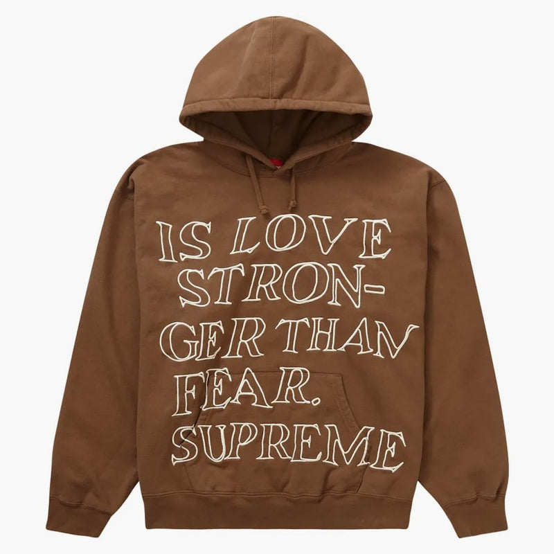 Supreme Stronger Than Fear Hooded Sweatshirt Olive Brown