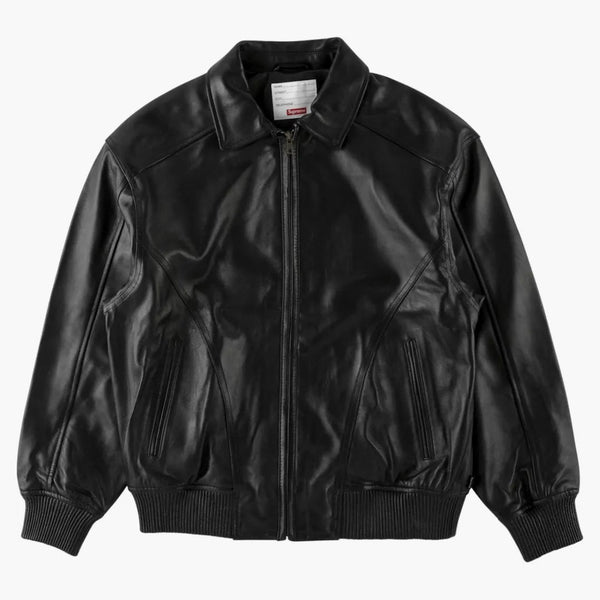Supreme studded arc logo leather jacket black