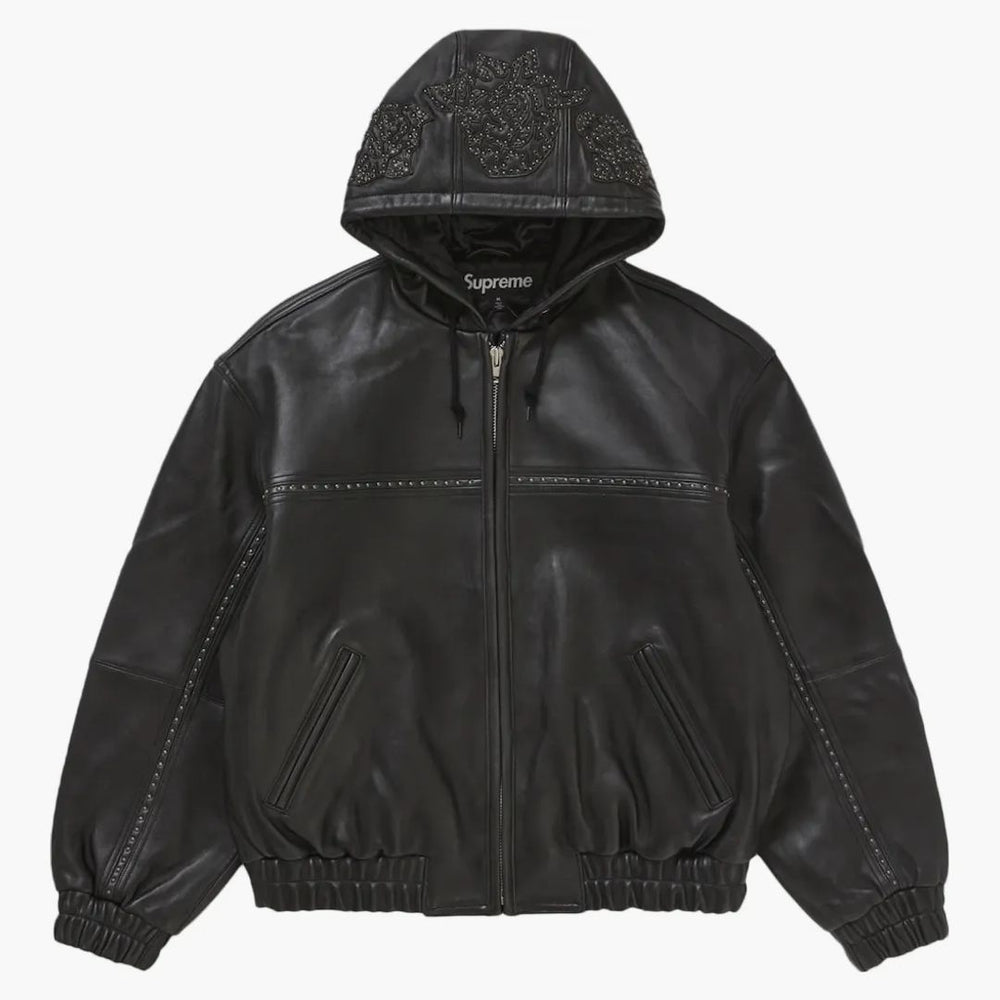 SupremeStuddedHoodedLeatherJac