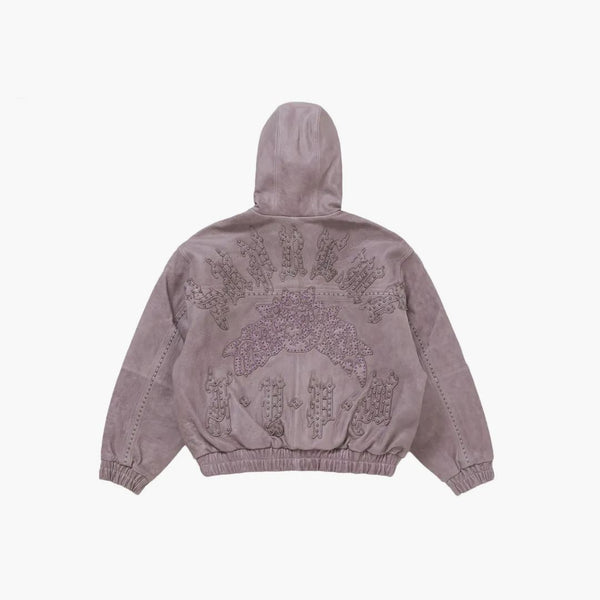 Supreme Studded Hooded Leather Jacket Lilac
