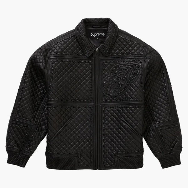 Supreme Studded Quilted Leather Jacket Black