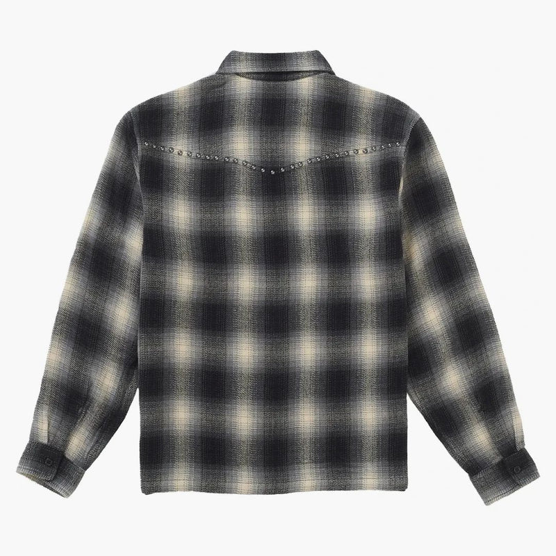 Supreme Studded Shadow Plaid Zip Up Shirt Black