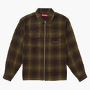 Supreme Studded Shadow Plaid Zip Up Shirt Green