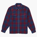 Supreme Studded Shadow Plaid Zip Up Shirt Red