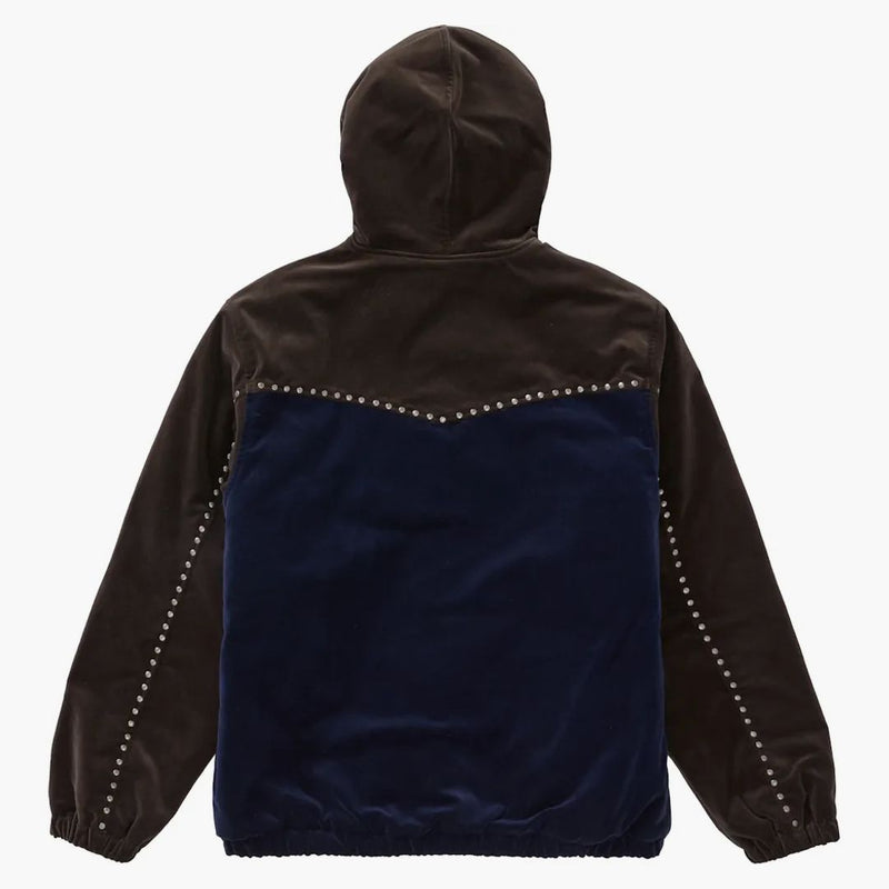 Supreme Studded Velvet Hooded Work Jacket Navy