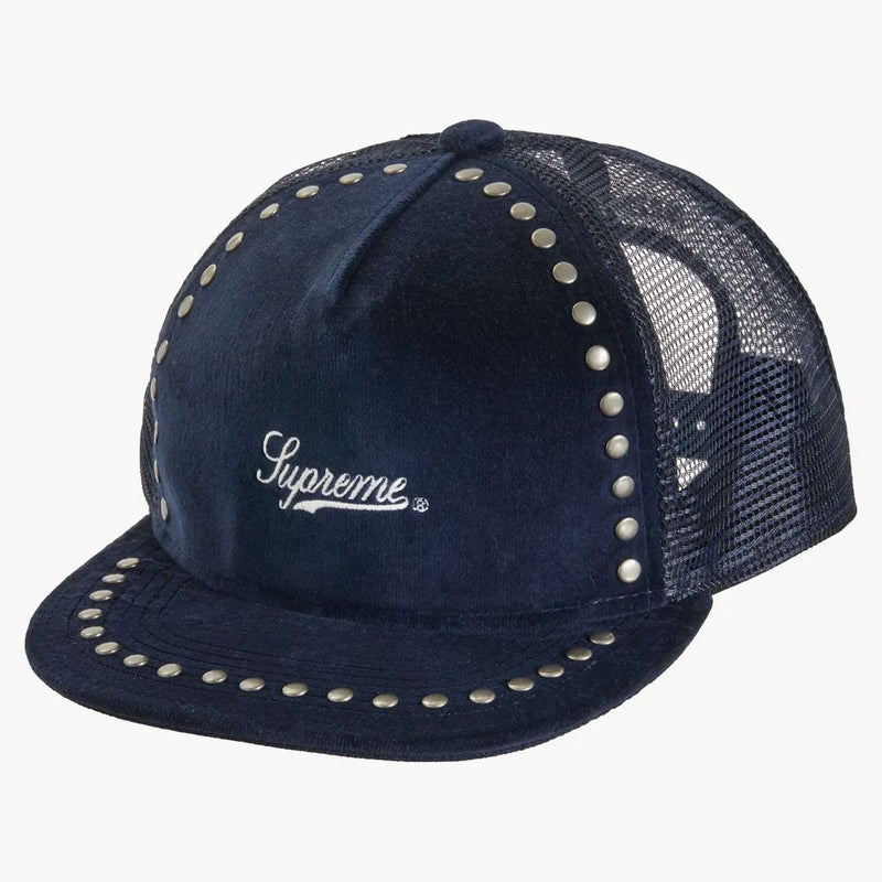 Supreme Studded Velvet Mesh Back 5-panel Navy
