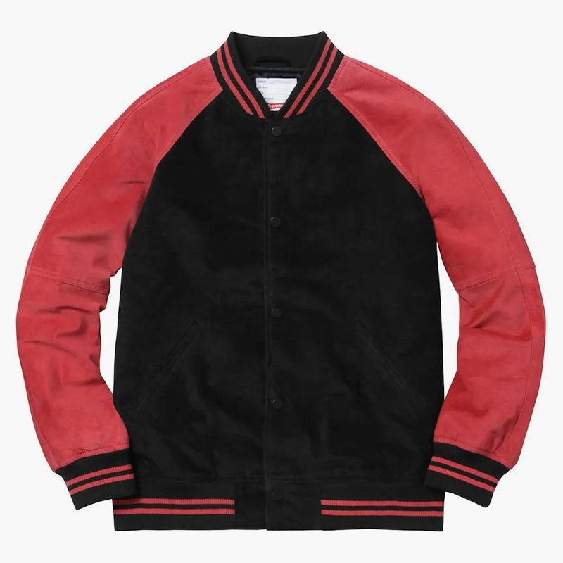 Supreme Suede Varsity Jacket röd