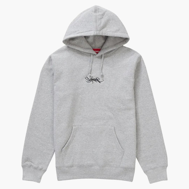 Supreme Tag Logo Felpa con cappuccio Heather Grey