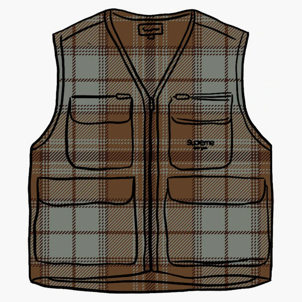 Supreme Tartan Flannel Cargo Vest Black