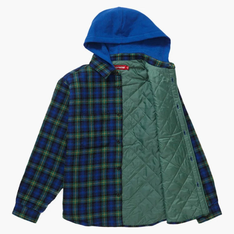 Supreme Tartan Flannel Hooded Shirt Blue