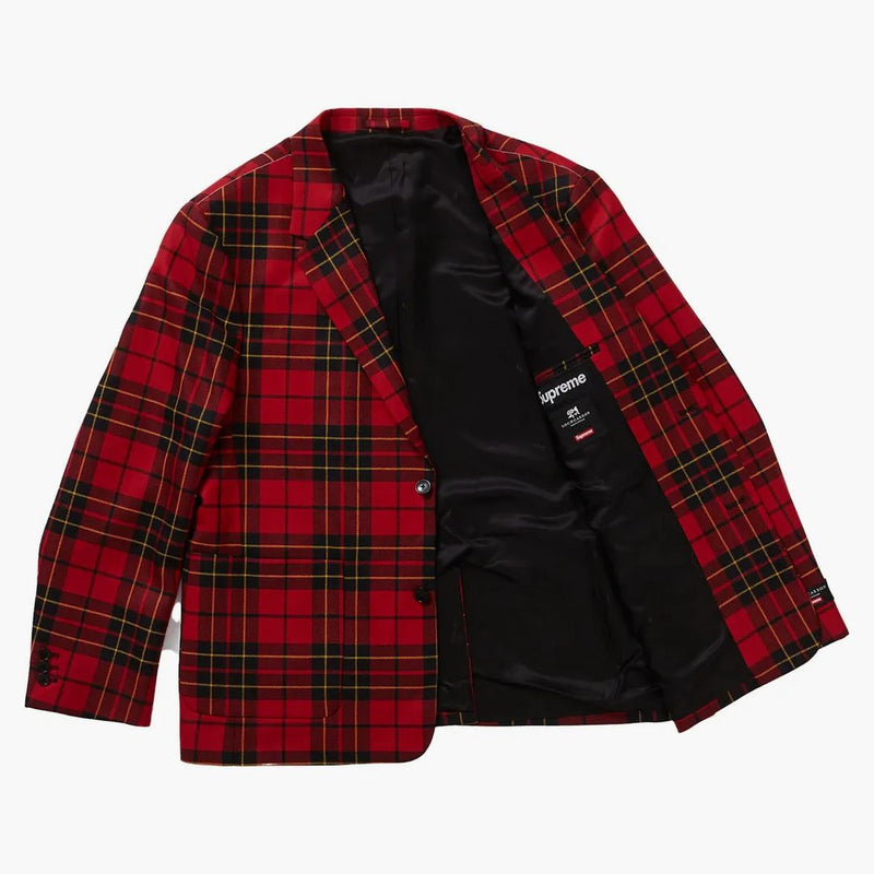 Supremo Tartan Wool Suit Red