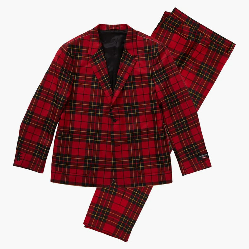 Supremo Tartan Wool Suit Red