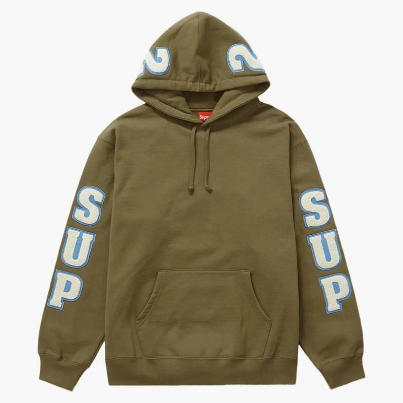 Supreme Chenille Hooded Sweatshirt Olive Brown