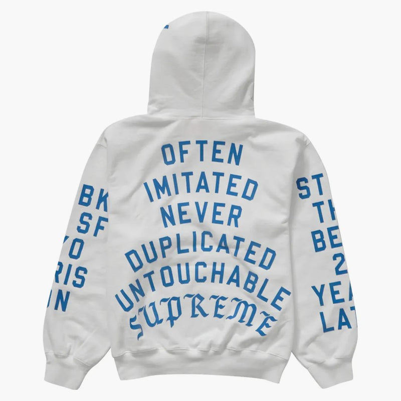 Supreme Team Flocked Hooded Sweatshirt White