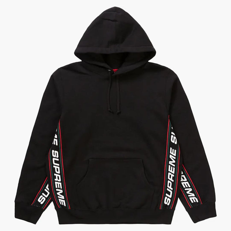 Supreme text rib hooded sweatshirt black