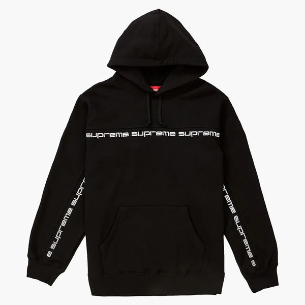 Supreme Text Stripe Hooded Sweatshirt svart