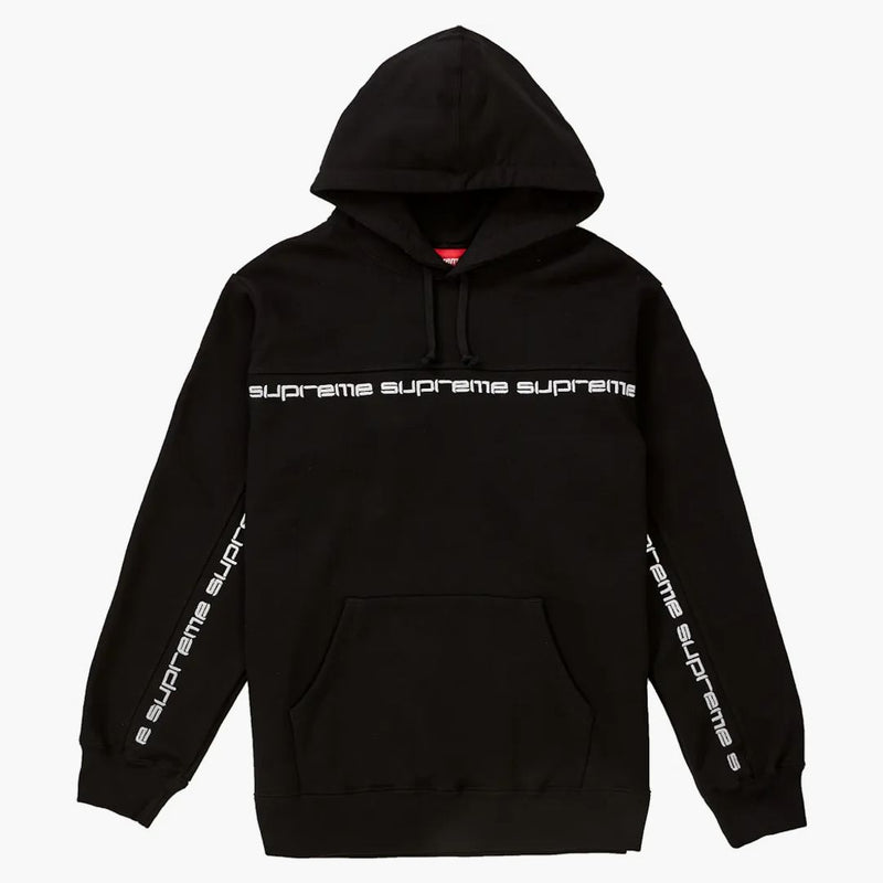 Supreme Text Stripe Hooded Sweatshirt svart