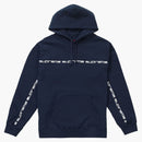 Supreme text stripe hooded sweatshirt navy