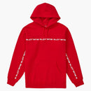 Supreme text stripe hooded sweatshirt red