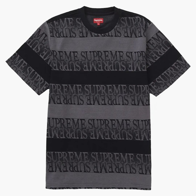 Nejvyšší text Stripe Jacquard S/S Top Black