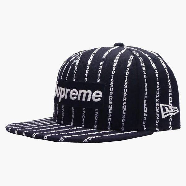 Supreme Text Stripe New Era Cap Navy