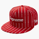 Supreme Text Stripe New era Cap Red