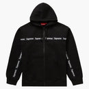 Supreme Text Stripe Zip Up Hooded Sweatshirt Black