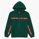 Supreme Text Stripe Zip Up Hooded Sweatshirt Dark Green