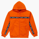 Supreme Text Stripe Zip Up Hooded Sweatshirt Orange