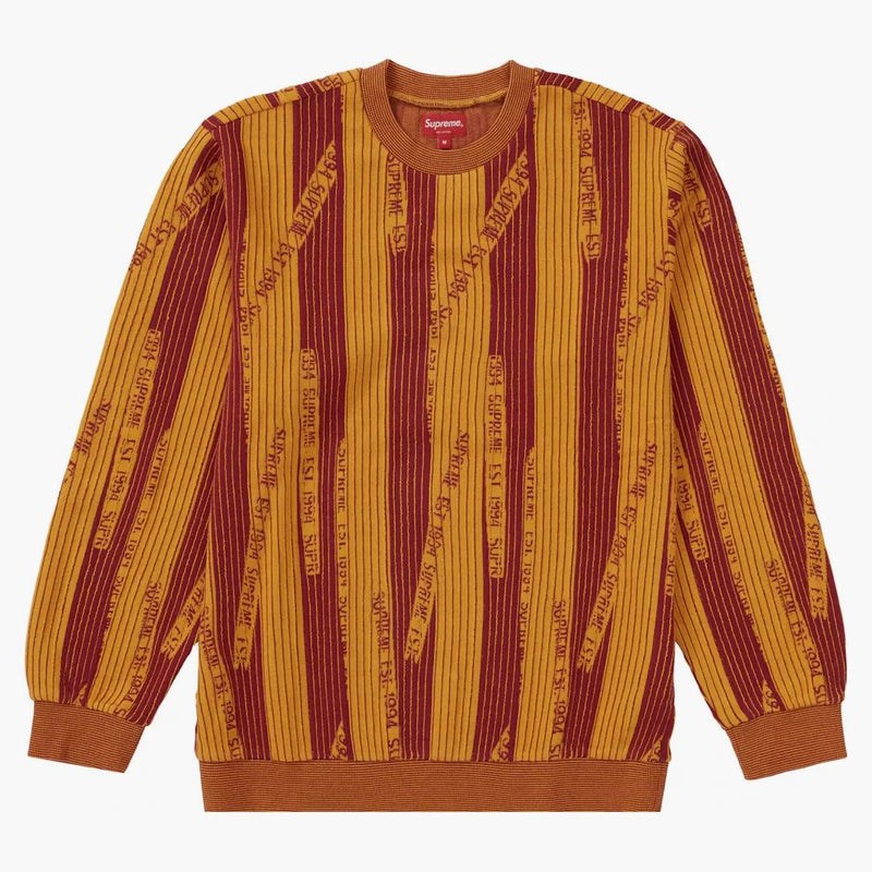 Nejvyšší texturovaný pruhový pruh CrewNeck Yellow