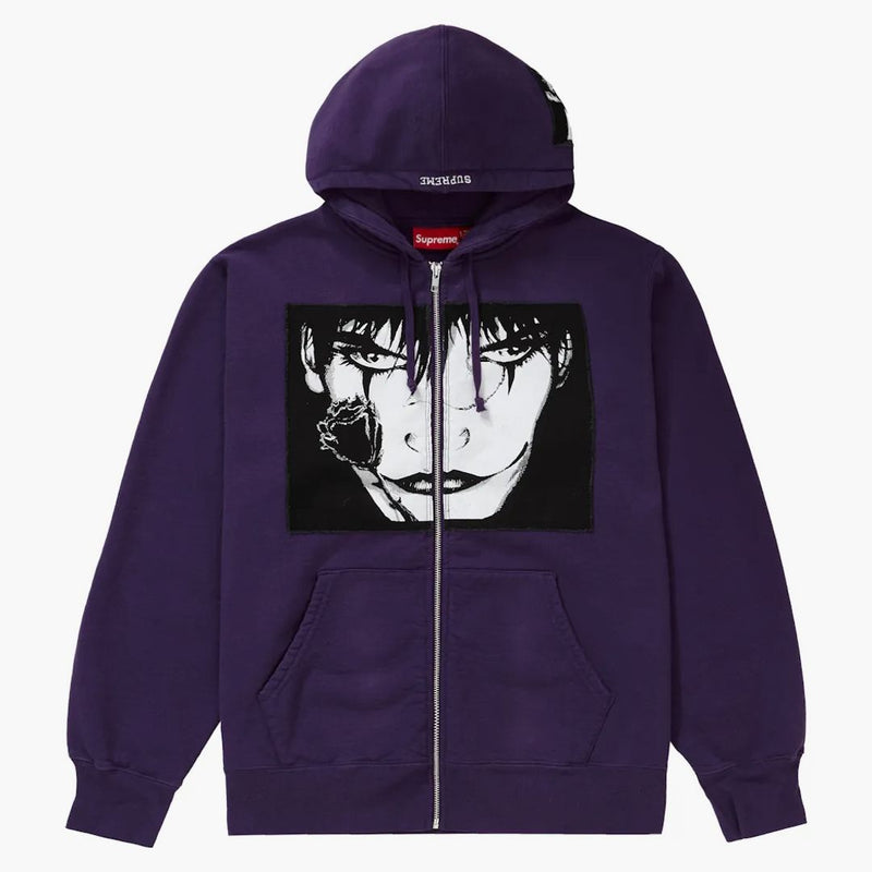 Supreme the Crow Zip Up Hooded Sweatshirt Dusty Purple
