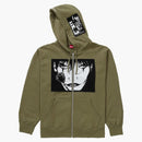 Supreme the crow zip up hooded sweatshirt light olive
