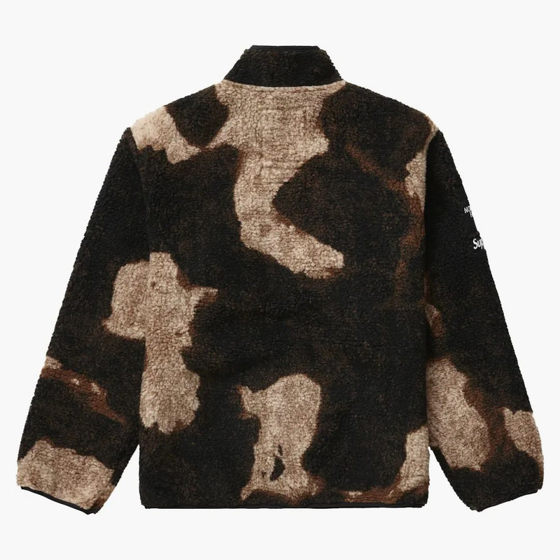 Supreme The North Face Bleached Denim Print Fleece Jacket Black