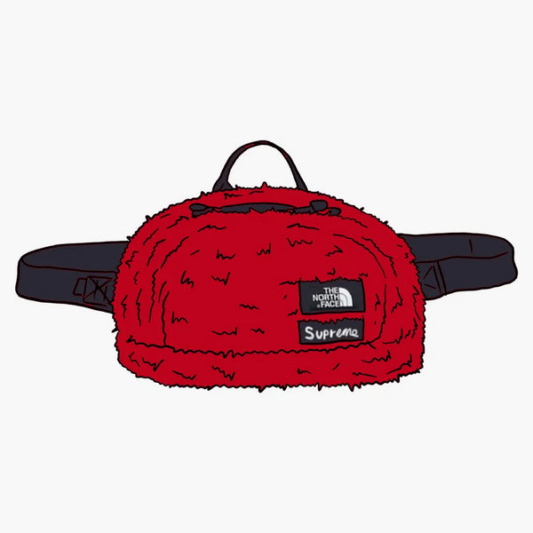Supreme The North Face Faux Fur Waist Bag Red