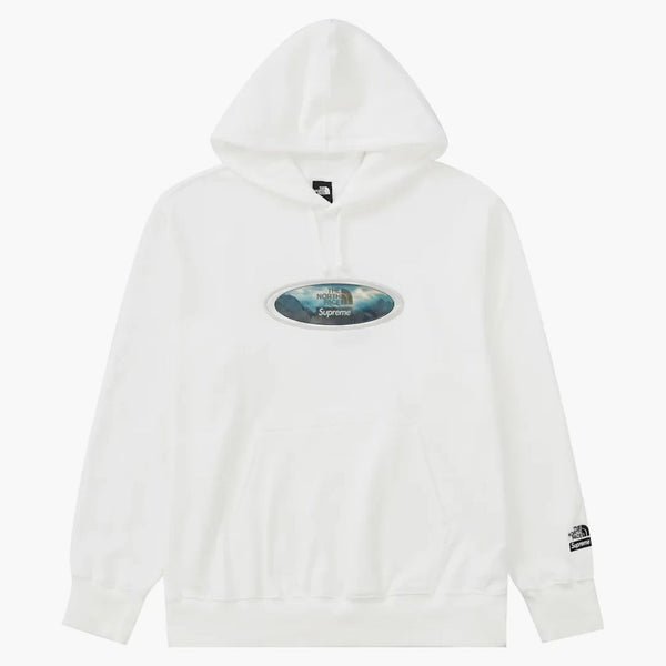Supreme The North Face Lenticular Mountains Hooded Sweatshirt White