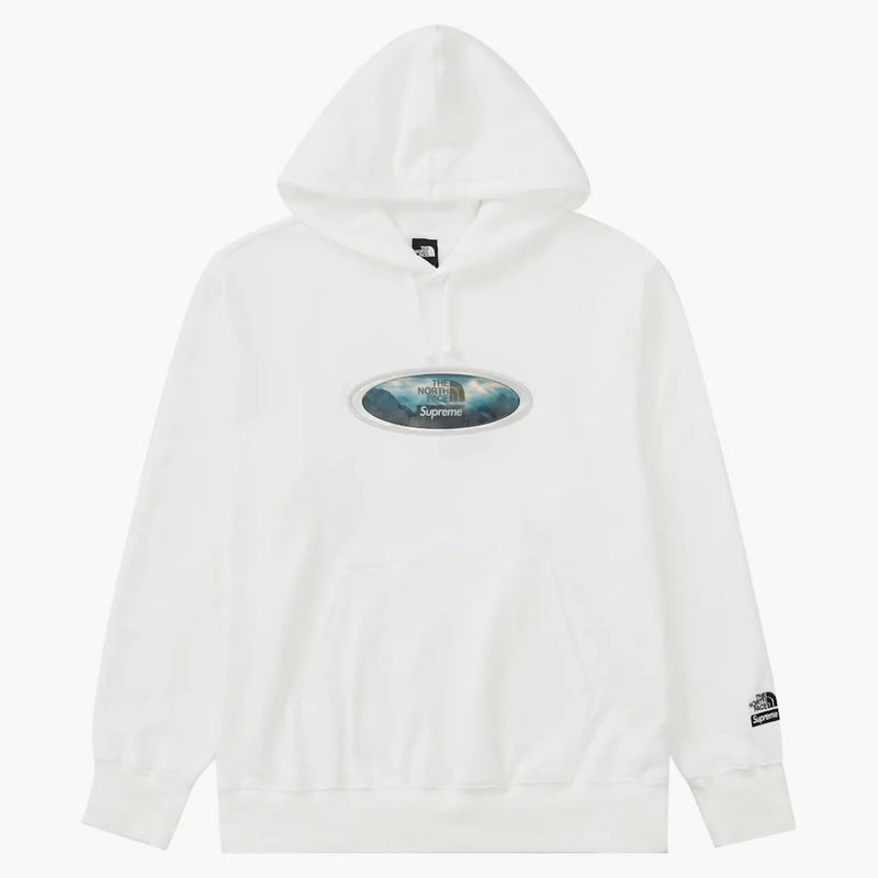 Supreme The North Face Lenticular Mountains Hooded Sweatshirt White