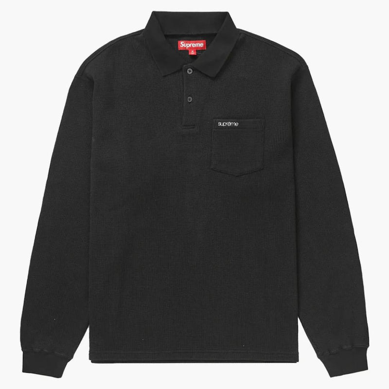 Supreme thermal l/s polo black
