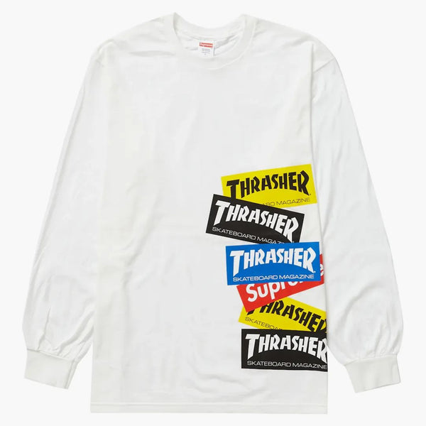 Supreme Thrasher Multi Logo L/S Tee White