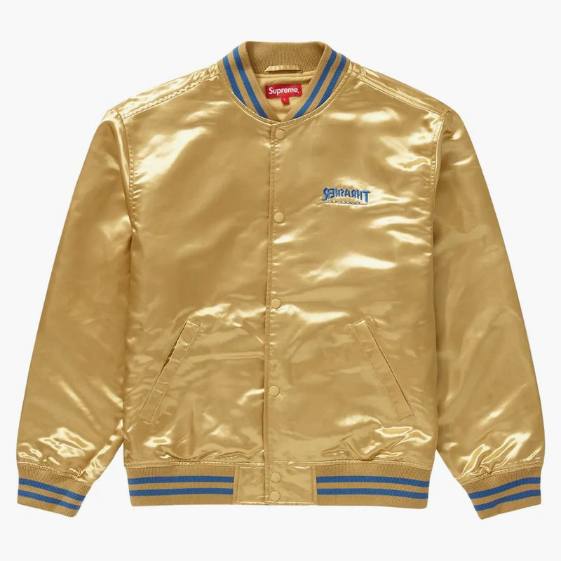 Supreme Thrasher Satin Varsity Jacket Gold