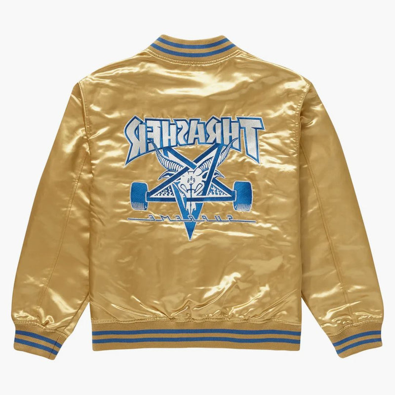 Supreme Thrasher Satin Varsity Jacket Gold