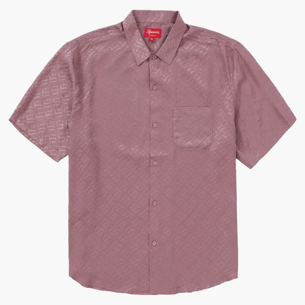 Suprema tonal monograma seda s/s camisa polvorienta púrpura